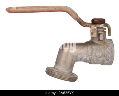 Old Rusty Outdoor Water Faucet Isolated Stock Photo