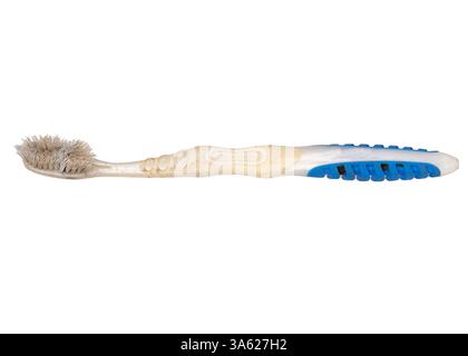 Old Used Toothbrush with Worn Bristles Isolated Stock Photo