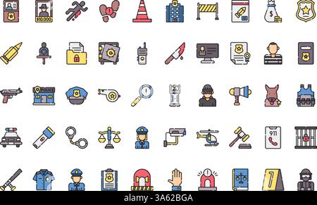 Police icons High-Quality Vector Icons Collection with Editable Stroke. Ideal for Professional and Creative Projects. Stock Vector