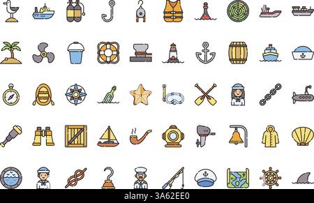 Sailor icons High-Quality Vector Icons Collection with Editable Stroke. Ideal for Professional and Creative Projects. Stock Vector