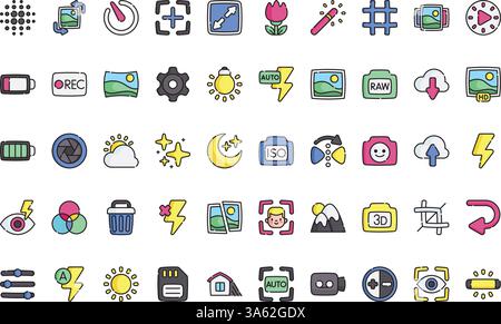 Camera interface icons High-Quality Vector Icons Collection with Editable Stroke. Ideal for Professional and Creative Projects. Stock Vector
