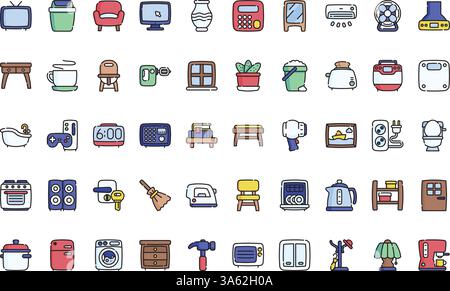 Home stuff icons High-Quality Vector Icons Collection with Editable Stroke. Ideal for Professional and Creative Projects. Stock Vector