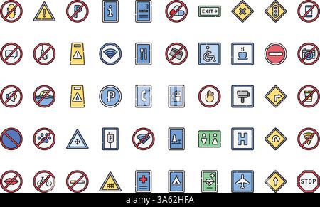 Signals and prohibitions icons High-Quality Vector Icons Collection with Editable Stroke. Ideal for Professional and Creative Projects. Stock Vector