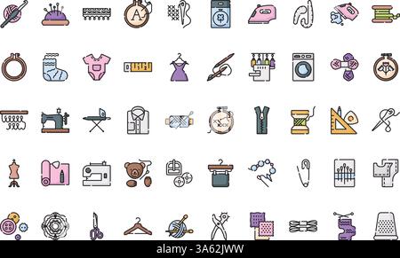 Needlework icons High-Quality Vector Icons Collection with Editable Stroke. Ideal for Professional and Creative Projects. Stock Vector