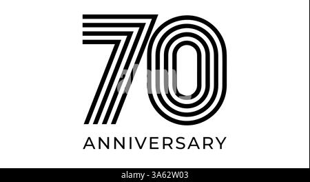 Minimalist 70th anniversary logo, geometric lines number 70 for company greeting card, web and event design, business branding, marketing materials Stock Vector
