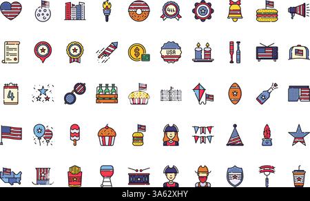 Th of july icons High-Quality Vector Icons Collection with Editable Stroke. Ideal for Professional and Creative Projects. Stock Vector