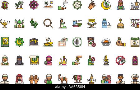 Muslim icons High-Quality Vector Icons Collection with Editable Stroke. Ideal for Professional and Creative Projects. Stock Vector