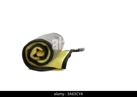 Rolled Yellow and Gray Microfiber Cloth Stock Photo