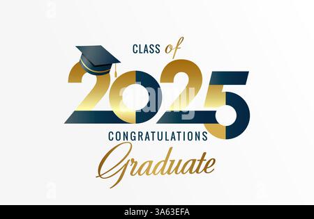 Class of 2025, Congratulation Graduate logo design. Class of 2025 Congrats, logo design for photo booth or High School album. Vector illustration Stock Vector