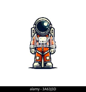 Man in spacesuit icon vector. Space suit icon vector. Pixel space retro suit logo. Astronaut logo vector. Space logo. Space flight. Stock Vector