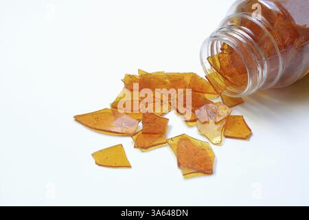 Shellac, shellac platelets, resin of the lacquer scale insect, Kerria ...