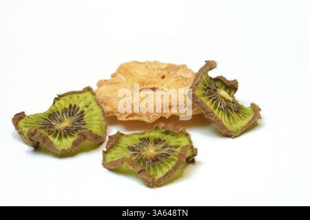 Dried pineapple slices and dried kiwi slices, dried fruit Stock Photo