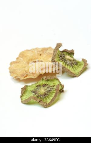 Dried pineapple slices and dried kiwi slices, dried fruit Stock Photo
