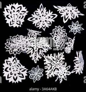 Set of origami isolated snowflakes Stock Photo