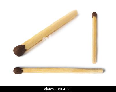 Set of matchsticks white isolated studio shot. Close up matche Stock Photo