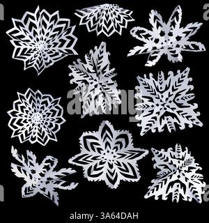Set of origami isolated snowflakes Stock Photo