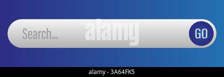 Search bar UI. Gradient blue background. Magnifying glass icon. Text input field. Stock Vector