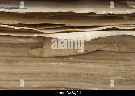 Old worn paper sheets of book Stock Photo