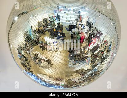 Mirror glass ball. Yellow and golg colors Stock Photo