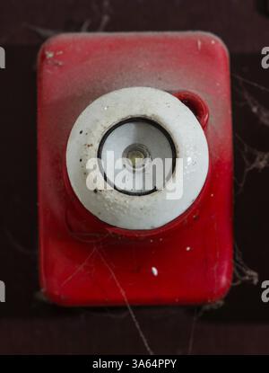 Red vintage electrical fuse. Switchboard Stock Photo