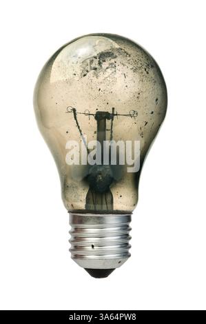 Old light bulb burned inside Stock Photo