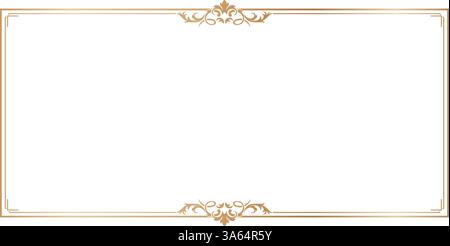 golden picture frame isolated on a white background Elegant Gold Frame with Floral Accents with ornate border for Empty page decoration, picture frame Stock Vector