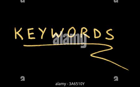 Keywords white text conception over black Stock Photo