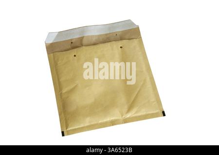 Yellow packaging envelope isolated on white Stock Photo