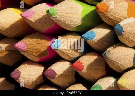 Multicolored pencils arranged as background Stock Photo