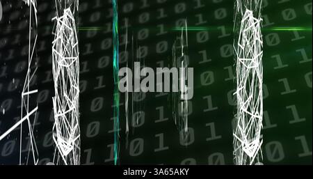 Image of binary coding numbers changing over networks of connections Stock Photo