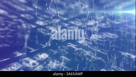 Image of binary coding numbers changing over networks of connections Stock Photo
