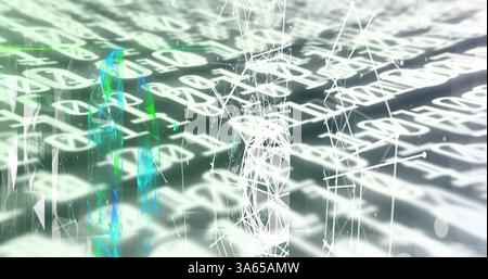 Image of binary coding numbers changing over networks of connections Stock Photo