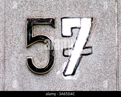 House number 57 - Brussels, Belgium. Stock Photo