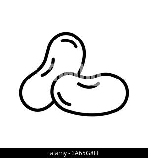 Kidney beans, pea pods vegetables legumes isolated outline icon. Vector organic vegetarian food, peeled grains. Stock Vector