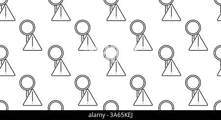 Geometric pattern of triangles, circles, and exclamation marks on a white background Stock Vector