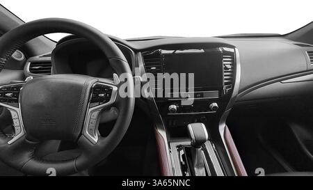 Automatic gearbox handle in a car as background Stock Photo