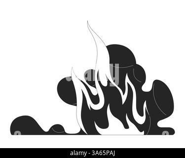 Fire flames with smoke rising 2D line object Stock Vector