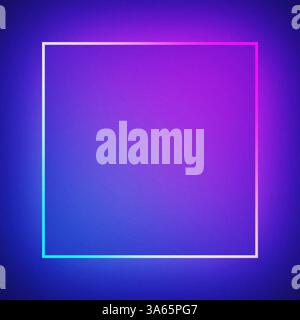 Neon frame for your design in blue and pink colors. Geometric glowing contours Stock Photo