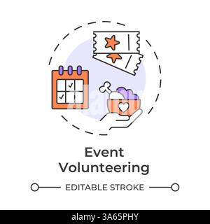 Event volunteering multi color concept icon Stock Vector