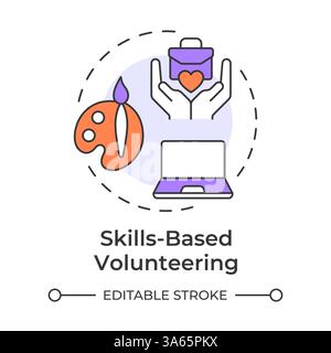 Skills based volunteering multi color concept icon Stock Vector