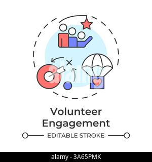 Volunteer engagement multi color concept icon Stock Vector
