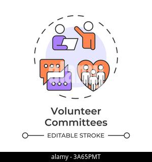 Volunteer committees multi color concept icon Stock Vector