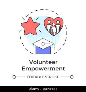 Volunteer empowerment multi color concept icon Stock Vector