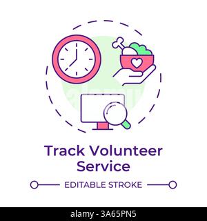 Track volunteer service multi color concept icon Stock Vector