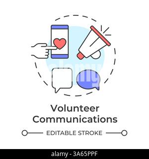 Volunteer communications multi color concept icon Stock Vector
