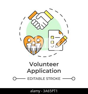 Volunteer application multi color concept icon Stock Vector