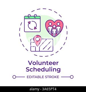 Volunteer scheduling multi color concept icon Stock Vector