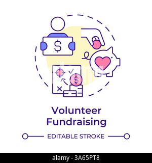 Volunteer fundraising multi color concept icon Stock Vector