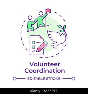 Volunteer coordination multi color concept icon Stock Vector