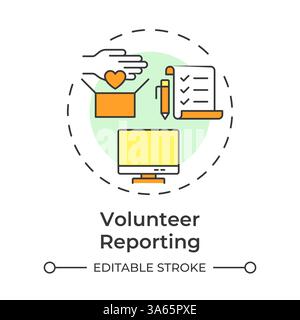 Volunteer reporting multi color concept icon Stock Vector